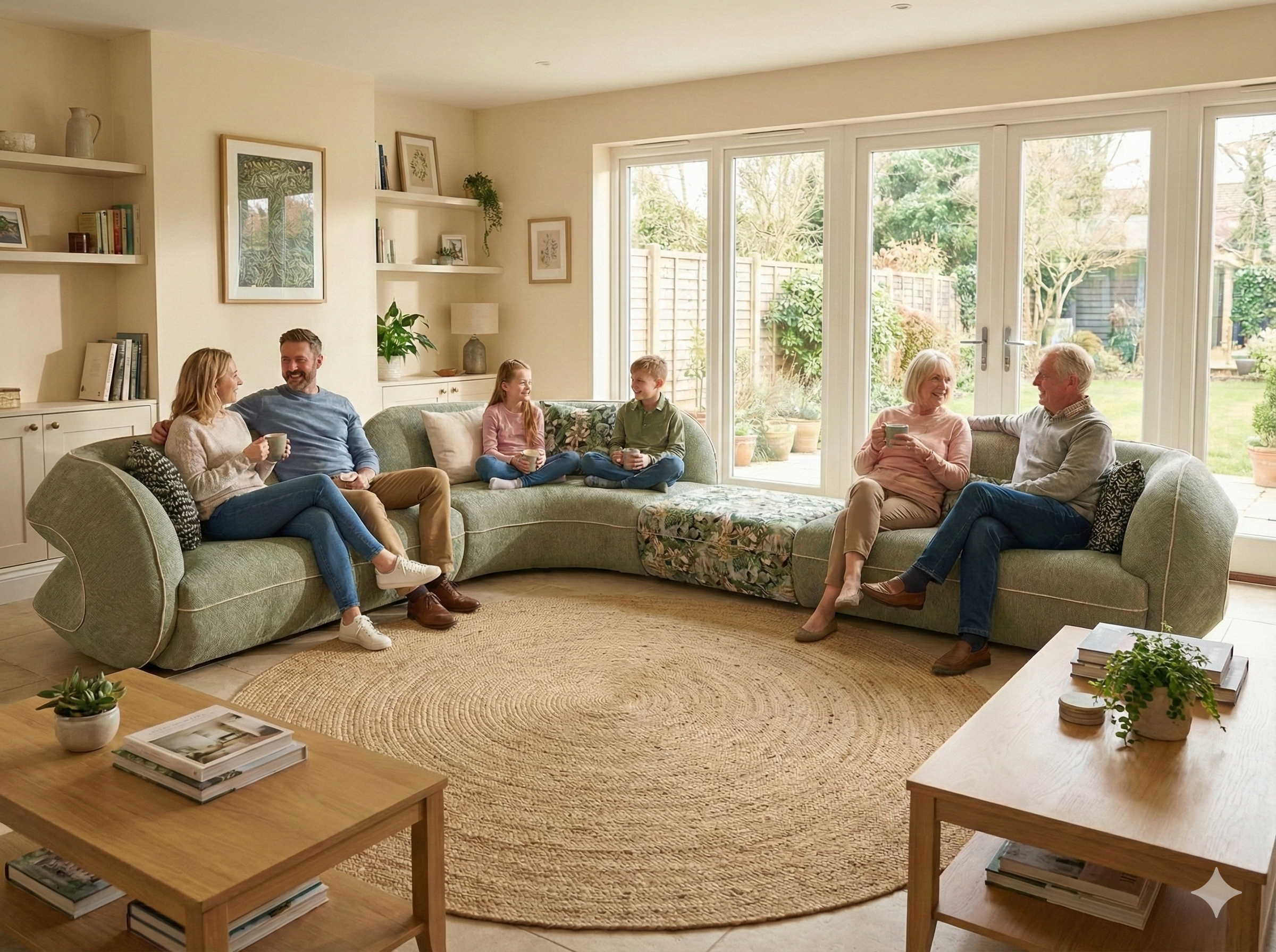 The Eden Curve Grand Modular Sofa - Sage & Botanical